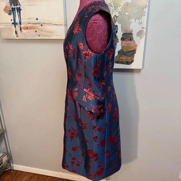 Carolina Herrera Blue Floral Print Knee Length Dress and Jacket Woman Size XL - Picture 2 of 7